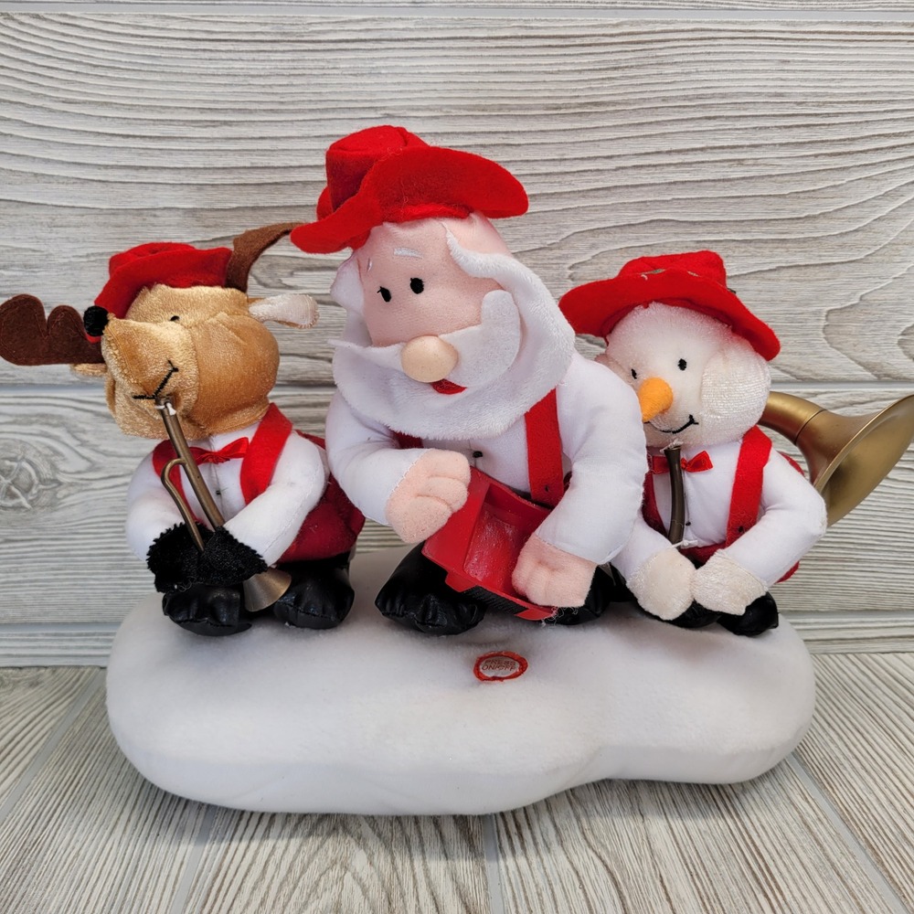 Gemmy Animated Musical Christmas Band Santa Snowman Reindeer Red White‎ Plush
